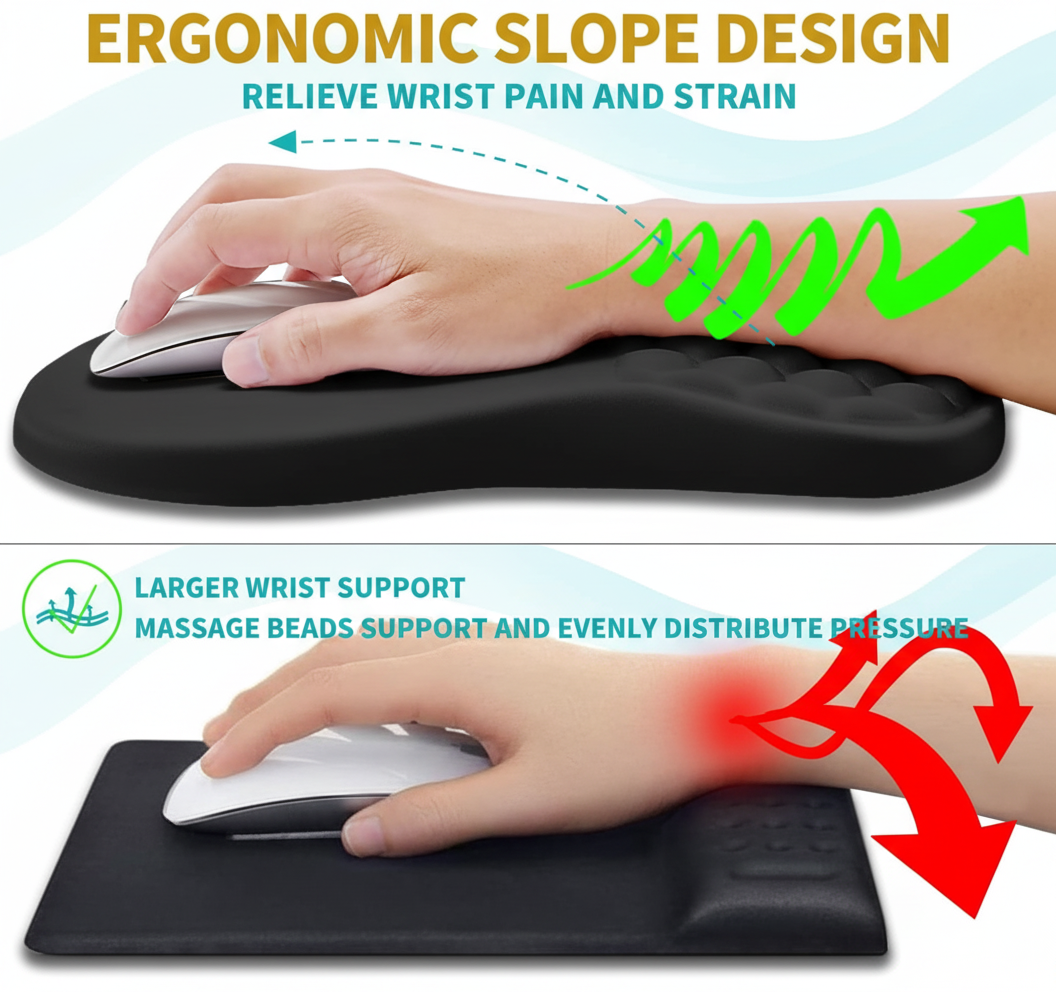 Komfira Memory Foam Wrist Pad – Non-Slip PU Base