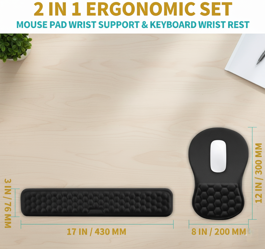 Komfira Memory Foam Wrist Pad – Non-Slip PU Base